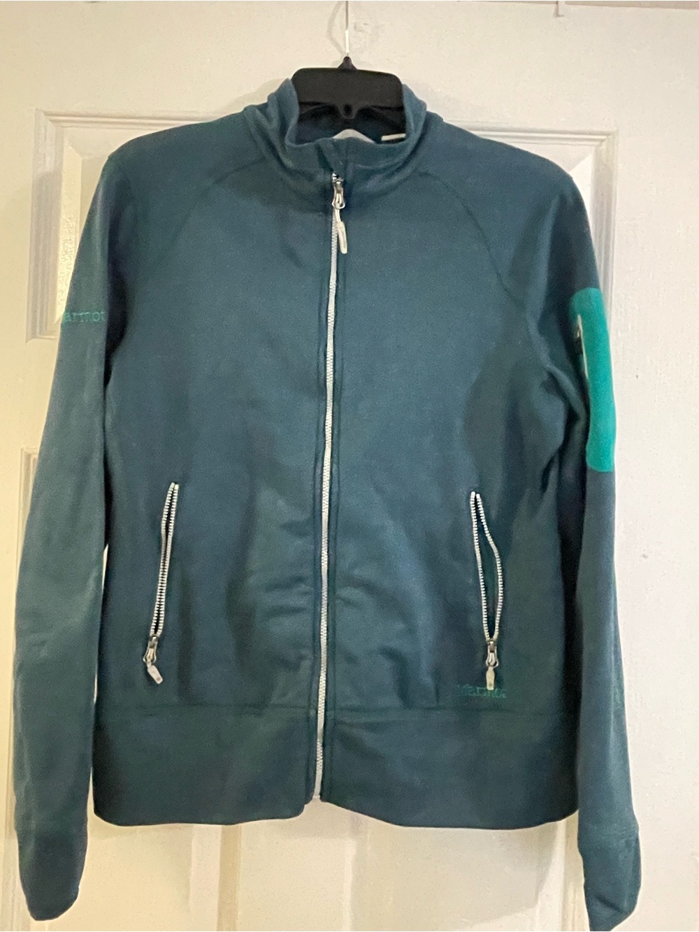 Marmot Teal Full-Zip Fleece Jacket with Aqua Patch